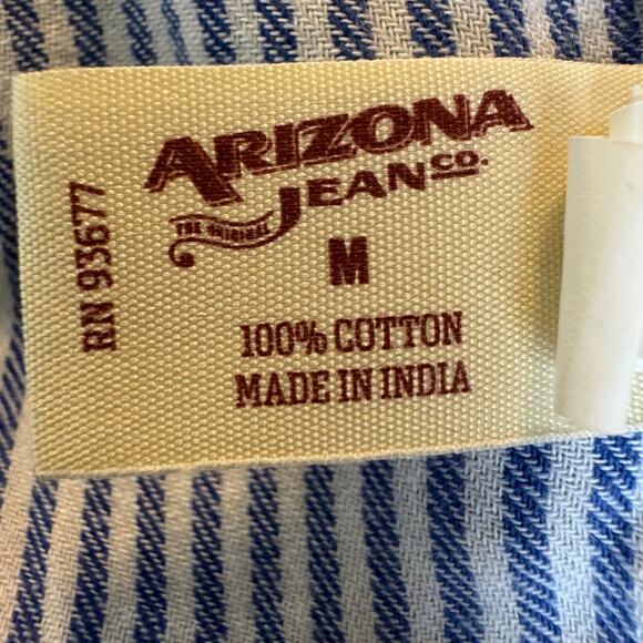 Arizona Jeans Co. Blue Striped Boyfriend Fit Button-Up – Medium - Picture 8 of 9